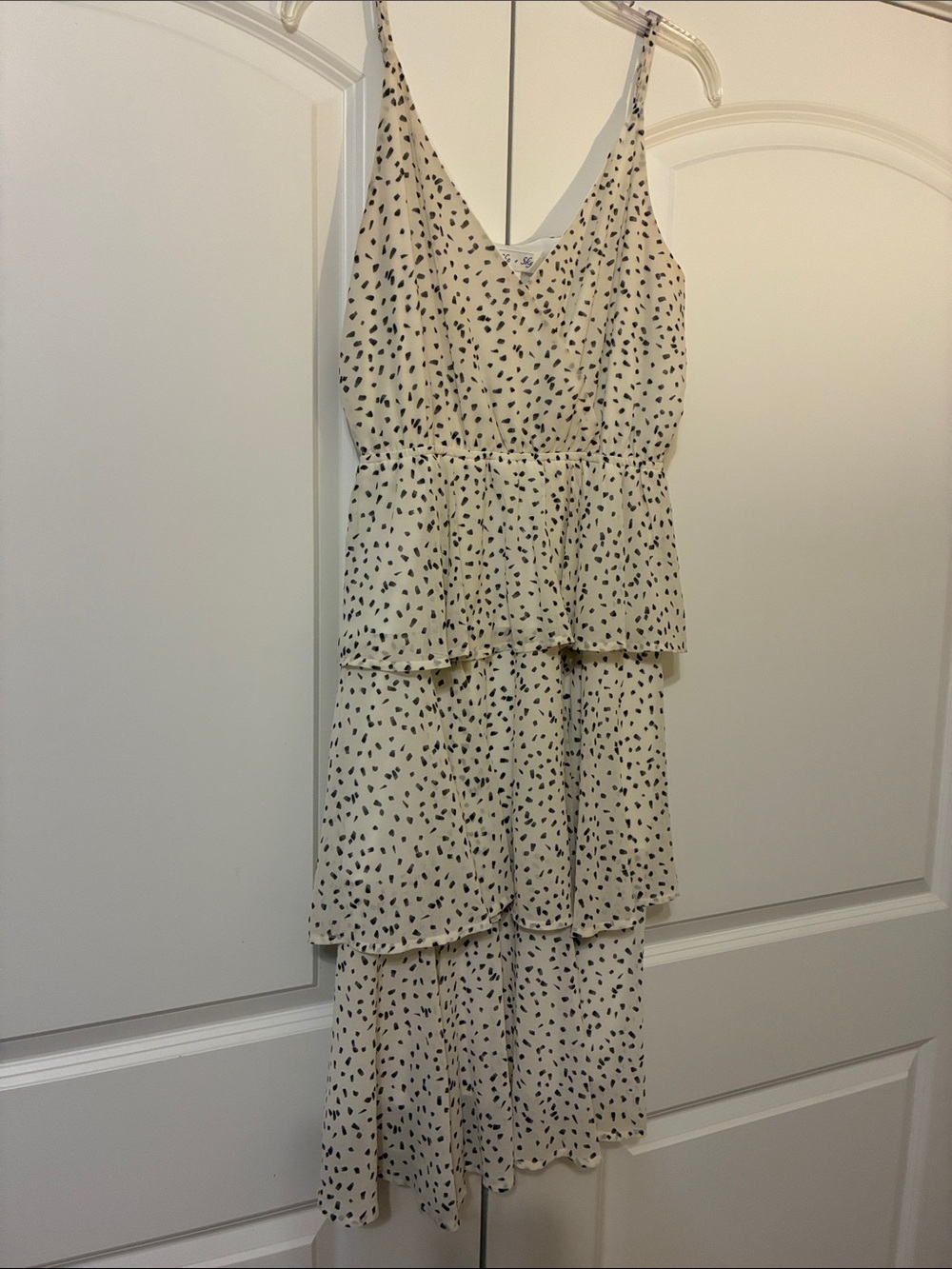Cream Midi Dress with Black Spot Print